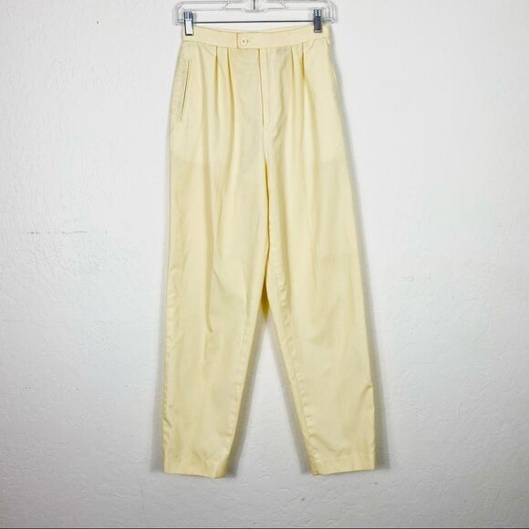 Vintage Pants - Vintage Pastel Yellow High Waisted Pants
